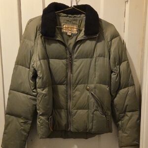 UGG Khaki Puffer Jacket with Black Collar